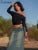 Off Shoulder T-shirts Classic Autumn Long Sleeve Bandage Slim Crop Tops Female Simple Wild Tees
