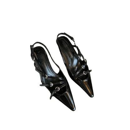 Shoes Female New Slingbacks High Heels Mary Janes Dress Pumps Pointed Toe Buckle Strap Thin Heels Shoes