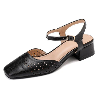 Sandals Square Toe Thick Heels 3.5cm Buckle Strap Breathable Small Size 31 32 33 Sweet Daily Shoes