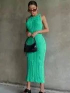 Sleeveless Crochet Knit Midi Dress