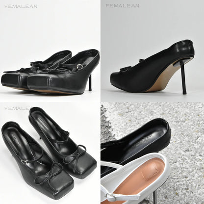 Ballerinas Shoes High Heels Mules Square Toe Slingback 39 Wedding White Summer Brand Shoes Sandals