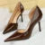 Shoes 8 Cm Patent Leather Design Pumps Pointed Side Hollow Retro High Heels Stilettos Party Shoes 43