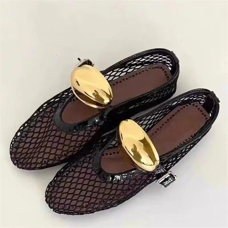 Summer Hollow Out Flat Mary Jane Shoes Comfort Soft Sole Slip on Outdoors Party Dress Shoes