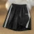 Striped Shorts Summer Loose Wide Leg Shorts Korean Elastic Waist Sports Shorts Bf Couple Oversized