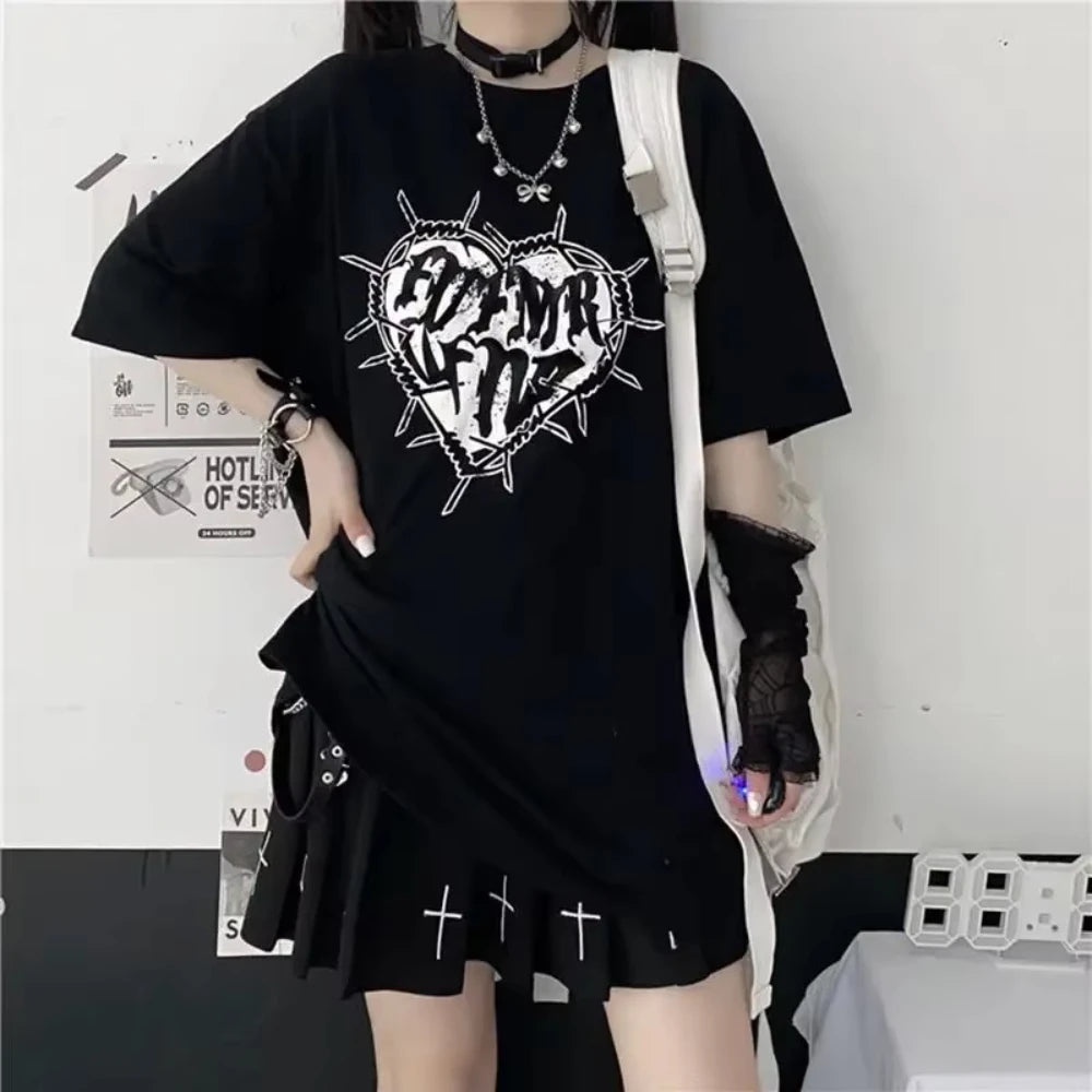 Gothic Print Black T-shirt