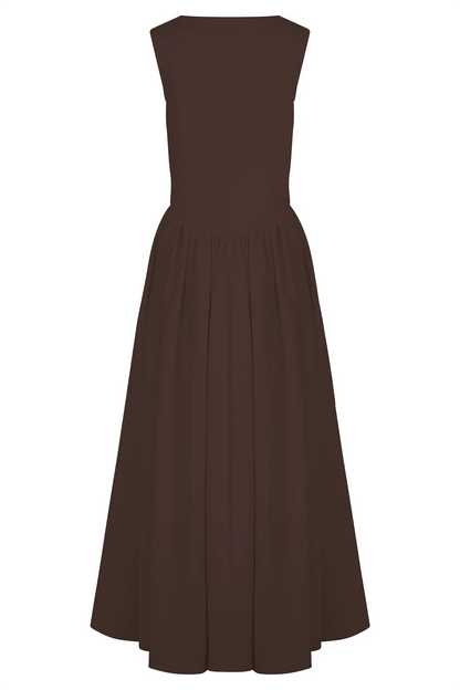 Sharon Midi Dress - Cacao Brown
