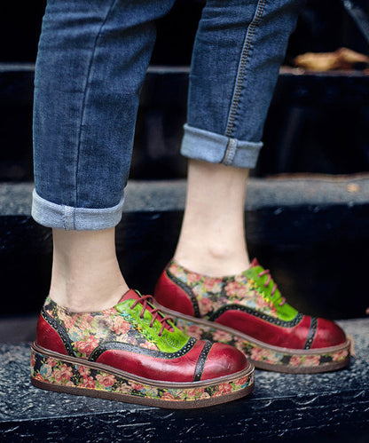 Sheepskin Printed European and American Style Lace Up Shoes Cz1054