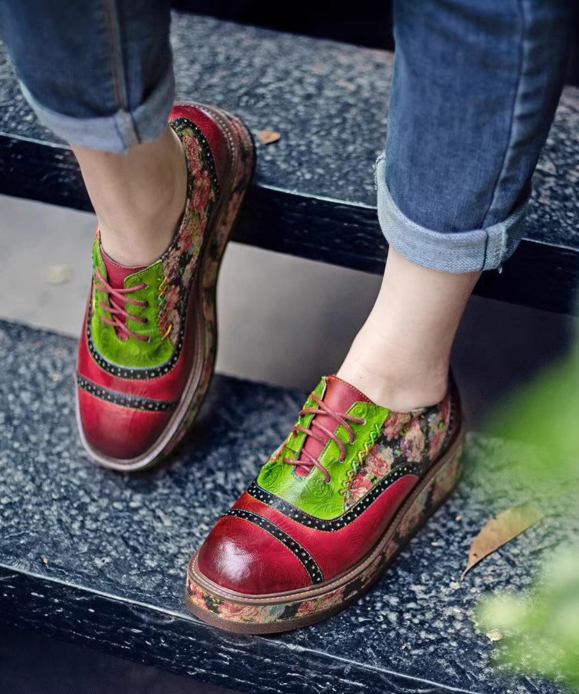 Sheepskin Printed European and American Style Lace Up Shoes Cz1054