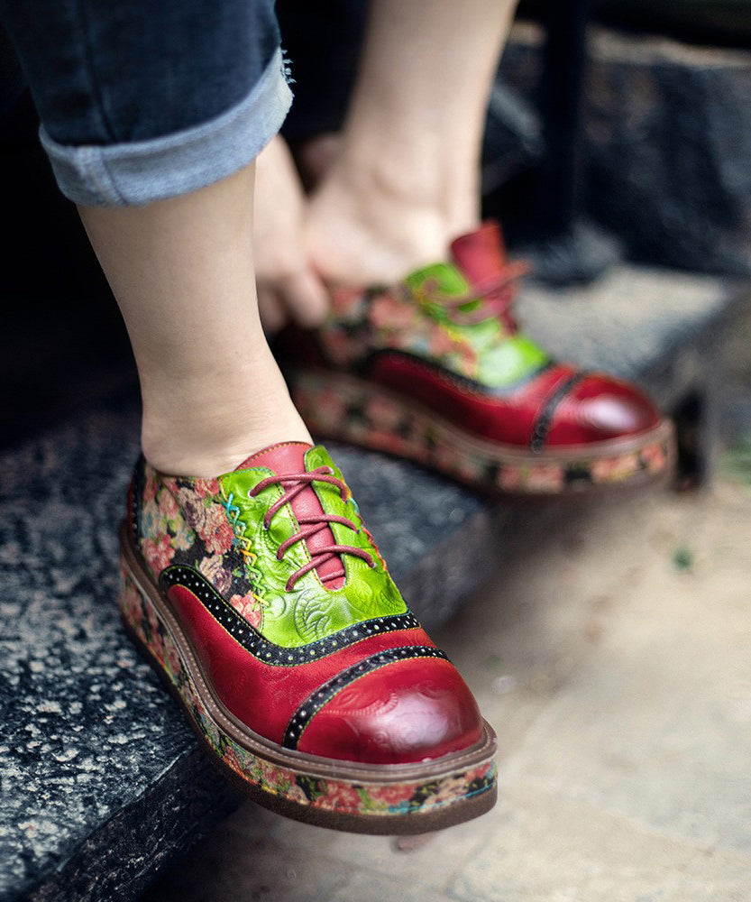 Sheepskin Printed European and American Style Lace Up Shoes Cz1054