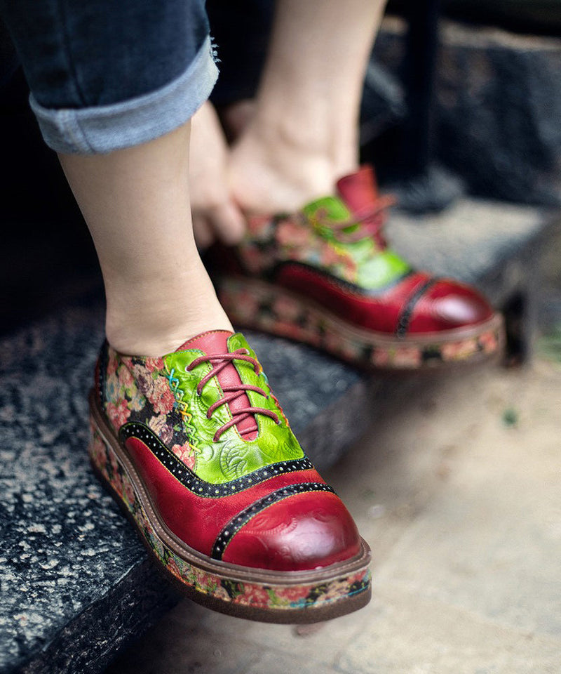 Sheepskin Printed European and American Style Lace Up Shoes Cz1054