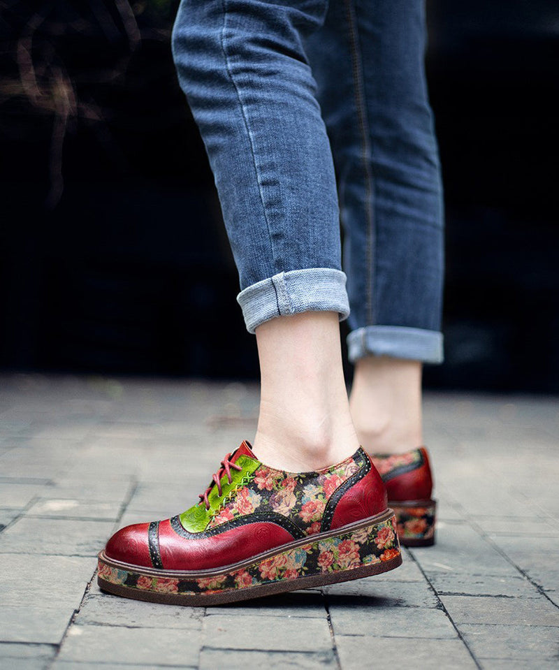Sheepskin Printed European and American Style Lace Up Shoes Cz1054