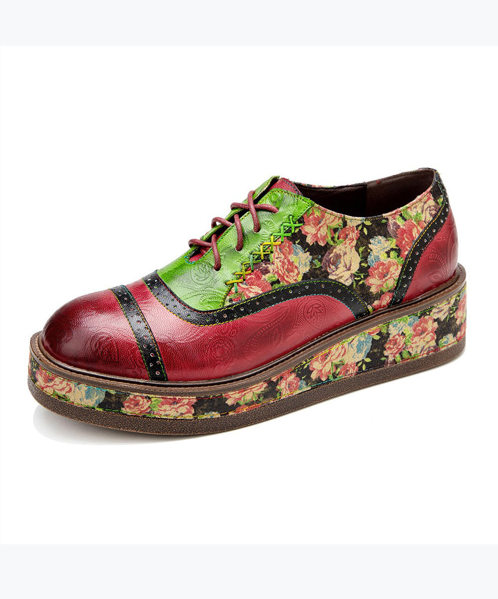 Sheepskin Printed European and American Style Lace Up Shoes Cz1054