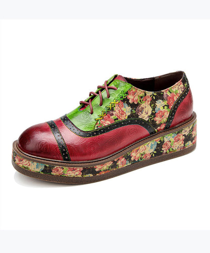 Sheepskin Printed European and American Style Lace Up Shoes Cz1054