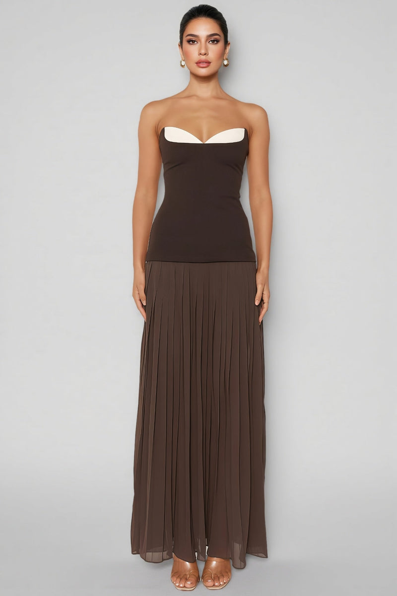 Eurien Off-shoulder Ruffled Pleated Maxi Dress