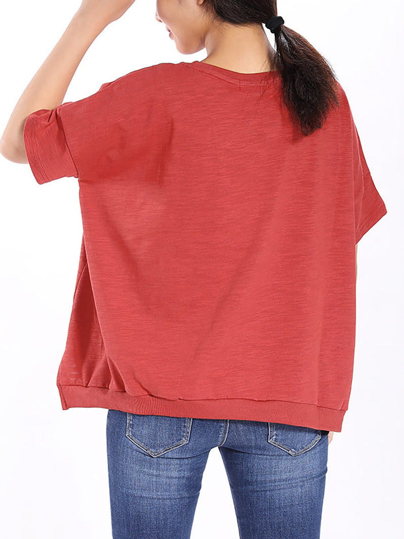 Short Sleeve Sunflower Printed T-shirt Qw1052