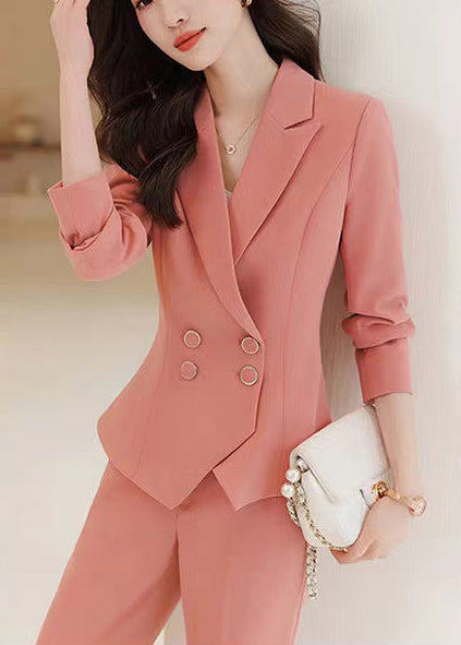 Silm Fit Brick Red Double Breast Formal Coat Spring Yj031