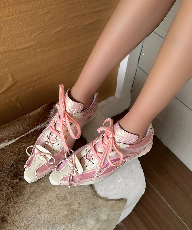 Silver Faux Leather Lace Up Splicing Sport Shoes Pointed Toe Yc001