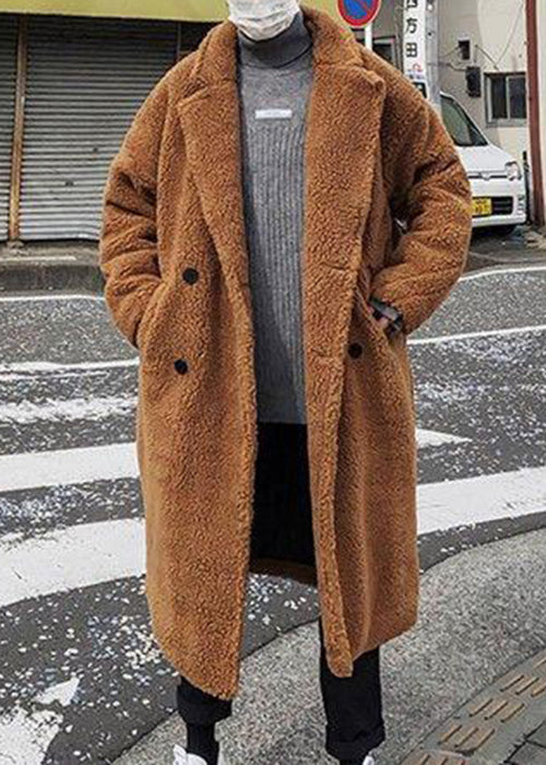 Simple Army Green Button Pockets Teddy Faux Fur Coat Winter Ro049