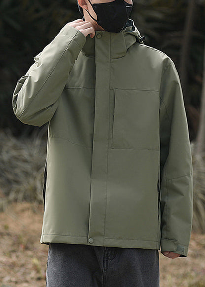 Simple Coats Cotton Oversized Green Hooded Spring Army