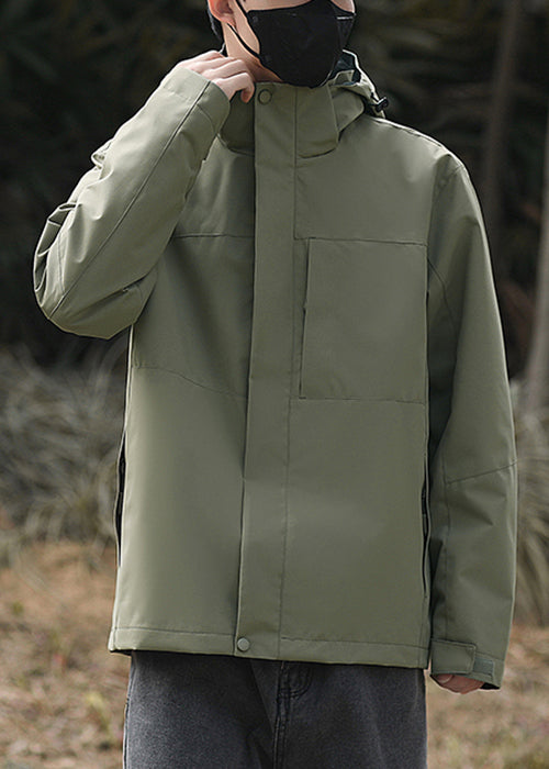 Simple Coats Cotton Oversized Green Hooded Spring Army