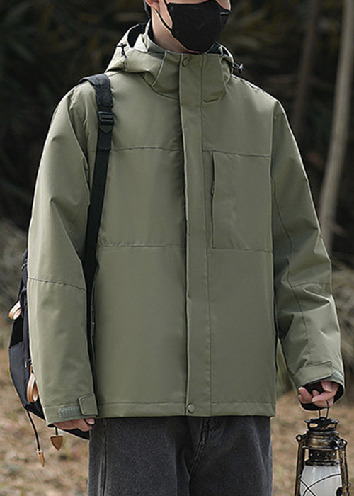 Simple Coats Cotton Oversized Green Hooded Spring Army