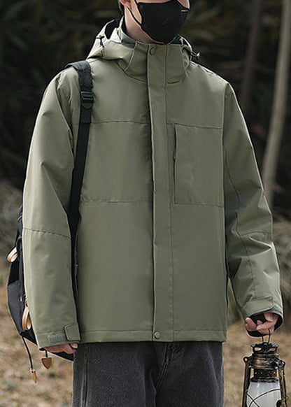 Simple Coats Cotton Oversized Green Hooded Spring Army