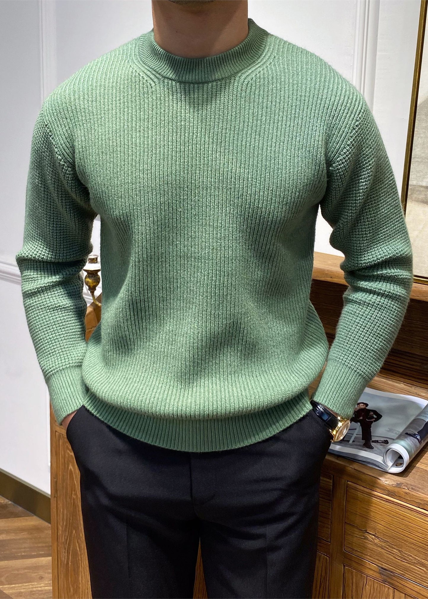 Simple Beige O Neck Knit Sweater Spring Tk004