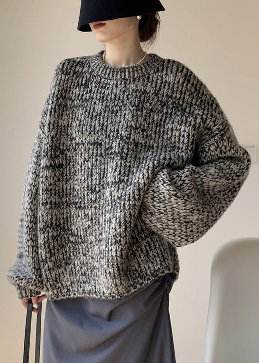 Simple Black O Neck Cozy Knit Sweaters Winter Wy014