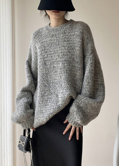 Simple Black O Neck Cozy Knit Sweaters Winter Wy014
