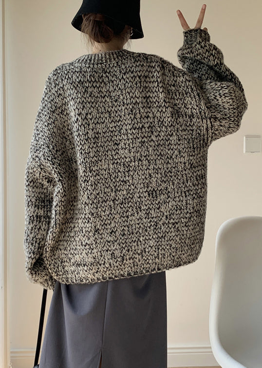 Simple Black O Neck Cozy Knit Sweaters Winter Wy014