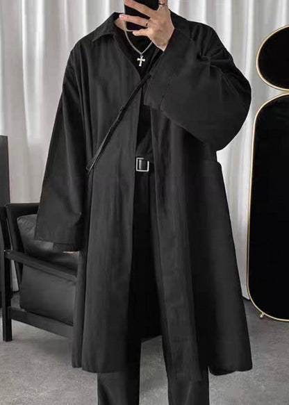 Simple Black Peter Pan Collar Cotton Coats Spring Yq010