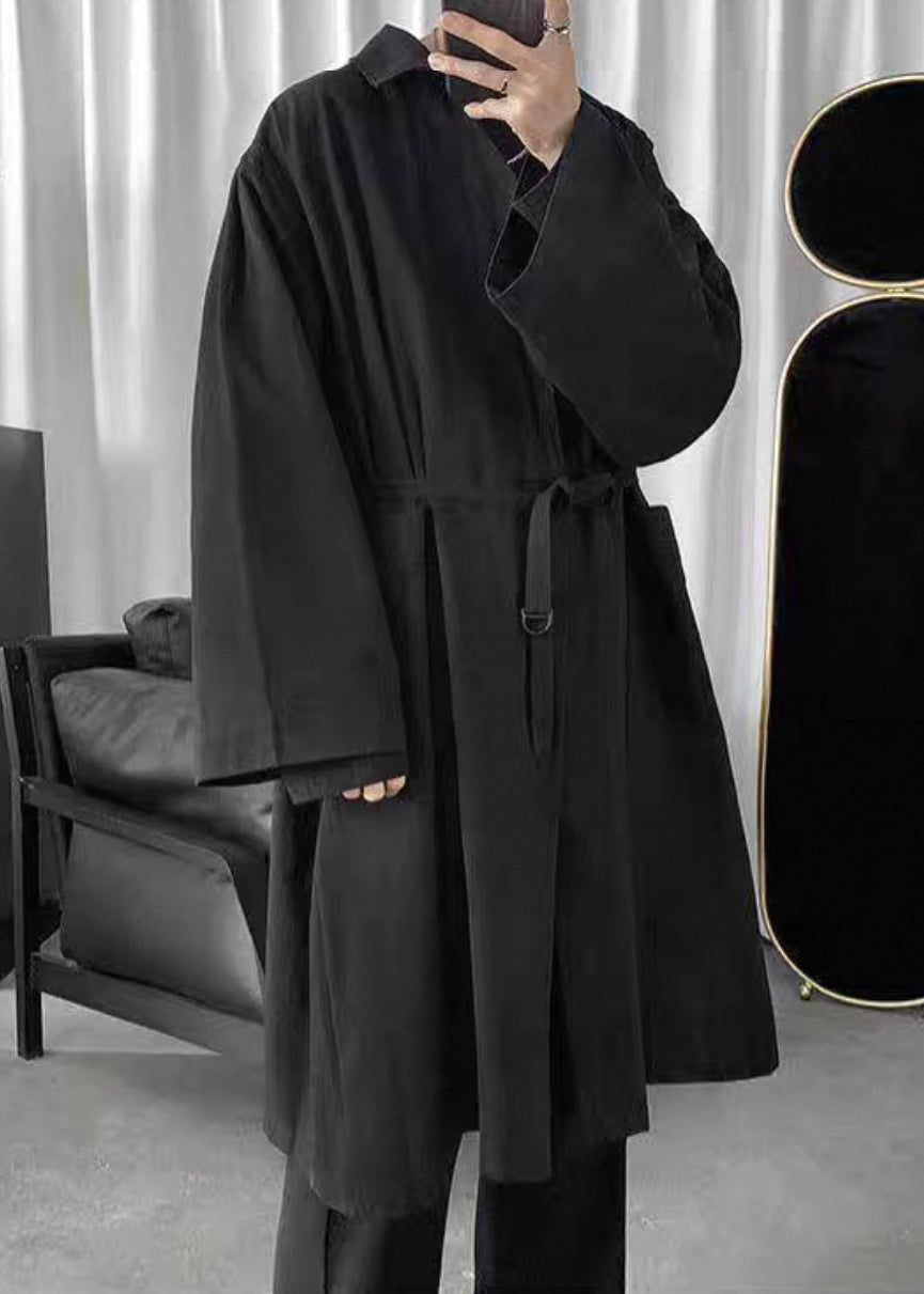 Simple Black Peter Pan Collar Cotton Coats Spring Yq010