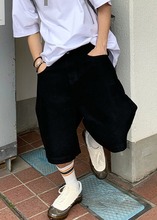 Simple Black Pockets Pants High Waist Summer Yl017