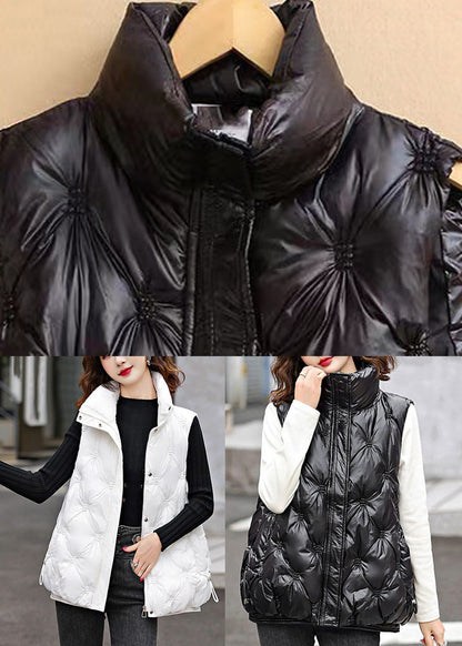 White Cinched Drawstring Waistcoat Zippered Waistcoat Sleeveless Rk016
