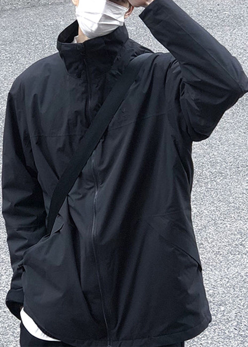 Up Coat Zip Spring Simple Cotton Collar Stand Black