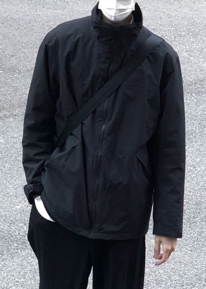 Up Coat Zip Spring Simple Cotton Collar Stand Black