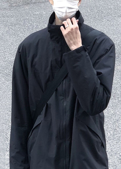 Up Coat Zip Spring Simple Cotton Collar Stand Black