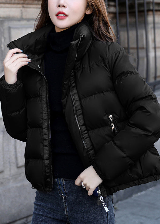 Simple Blue Stand Collar Zip Up Down Coat Winter Er019