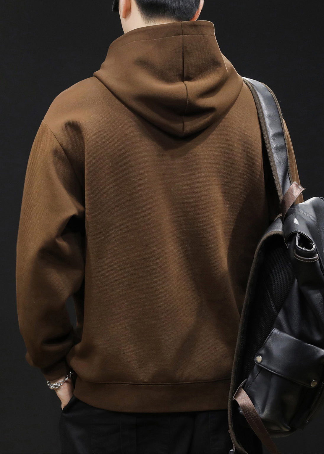 Simple Coffee Hooded Warm Fleece Sweatshirt Winter Rp071