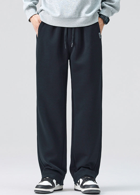 Simple Coffee Lace Up Elastic Waist Warm Fleece Pants Spring Rm040