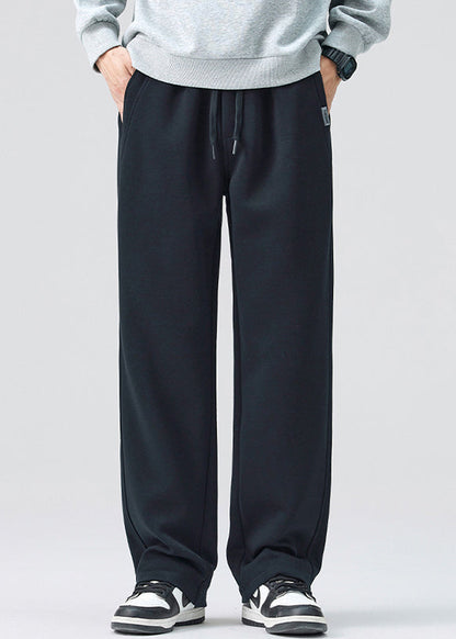 Simple Coffee Lace Up Elastic Waist Warm Fleece Pants Spring Rm040