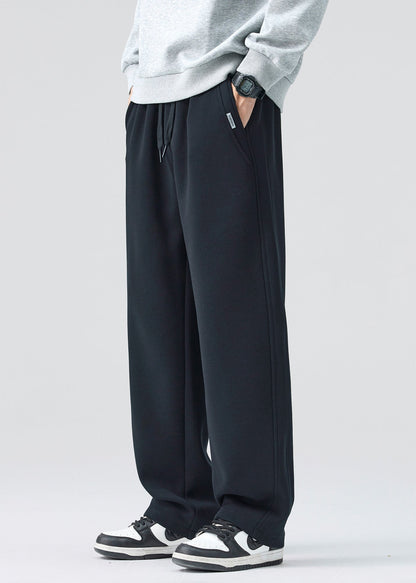 Simple Coffee Lace Up Elastic Waist Warm Fleece Pants Spring Rm040