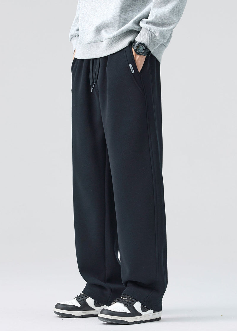Simple Coffee Lace Up Elastic Waist Warm Fleece Pants Spring Rm040