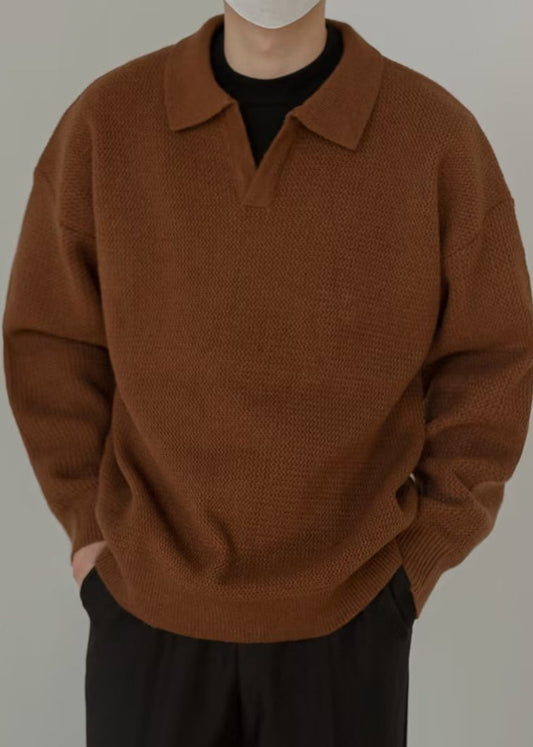 Simple Coffee Peter Pan Collar Knit Sweaters Spring Tk002