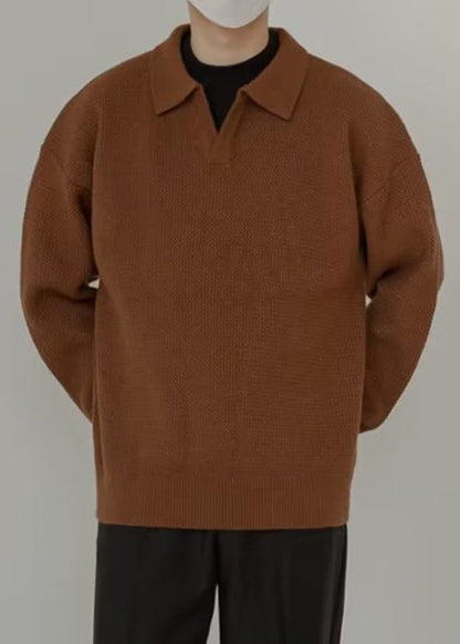 Simple Coffee Peter Pan Collar Knit Sweaters Spring Tk002