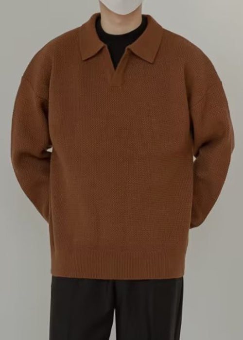Simple Coffee Peter Pan Collar Knit Sweaters Spring Tk002