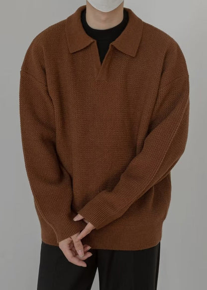 Simple Coffee Peter Pan Collar Knit Sweaters Spring Tk002