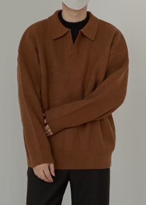 Simple Coffee Peter Pan Collar Knit Sweaters Spring Tk002