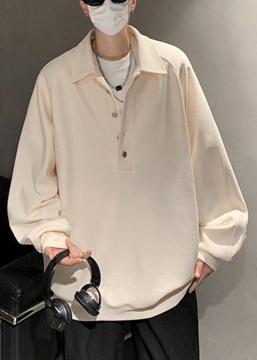 Cotton Button Sweatshirts Spring Simple Grey Tc033 Pan Peter Collar