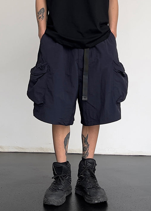 Cotton Pockets Grey Simple Drawstring Shorts Summer